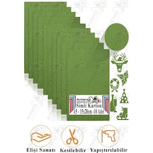 Yeşil Simli Karton A5 15x20 Cm 10 Lu 1 Paket Simli Fon Kartonu Parıltılı Kağıt Anasınıfı Kreş Etkinlik Proje Yeşil