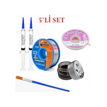 Lehimleme Seti 0,8 Mm 40 Gr Lehim Teli 2 Li Flux Cp-2015 Lehim Fitili Havya Ucu Temizleme Kremi Fırça Seti St41
