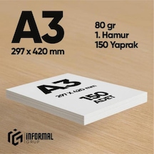 İnformal Fotokopi Kağıdı Premium Kalite A3 80 Gr 150 Yaprak 1. Hamur