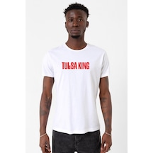Tulsa King Lettern Beyaz Erkek Bisikletyaka Tshirt 001