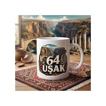 Uşak Temalı Kupa Bardak Şehir Silüeti Desen 1 Beyaz Beyaz