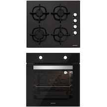 Silverline BO6501B01 - CS5343B01 Siyah Cam Ankastre Set