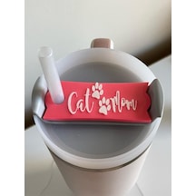 Cat Mom Yazılı Model Quencher İle Uyumlu Termos Kapağı 1.18 Lt Uyumlu Pembe