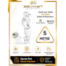 Viko Topraklı Uzatma Seyyar Kablosu Tekli Priz 5 Metre 3x2,5 Mm Seyyar Uzatma Kablosu 0.5 M