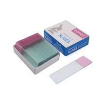 Borox Lam Tek Yüzey Pembe Rodajlı Mikroskop Slayt Camı 50 Adet