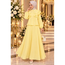 Gül&can Butik İkili Takim Şık Rahat Ve Zarif Etekli Takım Sarı
