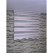 Pembe Beyaz Geniş Plise Zebra Stor Perde Tüm Ölçülerde