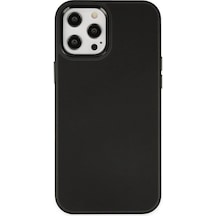 Apple iPhone Uyumlu   12 Pro Max Kılıf Asya Deri Silikon - Siyah
