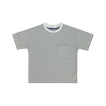 Civil Boys Karyoka Dikişli Cepli 6-9 Yaş Tişört - Mavi Açık İndigo