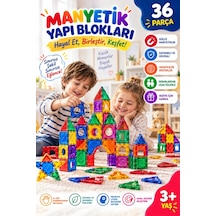 36 Parça Manyetik Blok Seti Çocuk Eğitici Manyetik Yapı Oyuncağı Zeka Geliştirici Yapı Blokları 3 Yaş Ve Üzeri