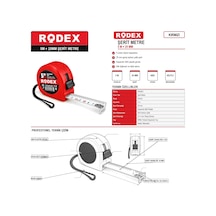 Rodex 5 Metre 25 Mm Kırmızı Şerit Metre 5 M
