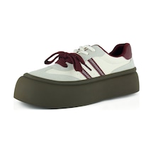 Erkan Saçmacı 261-bdl2000 Gri Bordo Vegan Çift Bağcıklı Yuvarlak Burun Flatform Taban Günlük Sneaker Spor Ayakkabı Gri - Bordo