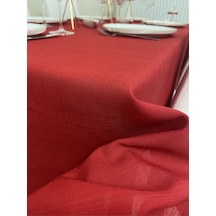 Keten Görünümlü Dertsiz Masa Örtüsü Kırmızı 13 Parça