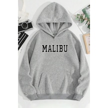 Uyguntarz Unisex Malıbu Baskılı Oversize Sweatshirt Gri