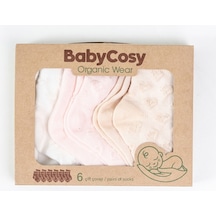 Babycosy Organic Wear %100 Organik Pamuk,6 Lı Kız Bebek Çorap Seti Kalp Desenli,yumuşak,pamuklu,yenidoğan Çorap,0-24 Ay Çok Renkli