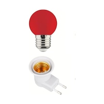 Açma Kapama Anahtarlı Duy Fişli + 1w Tasarruflu Renkli E27 Led Gece Lambası Kırmızı Çok Renkli