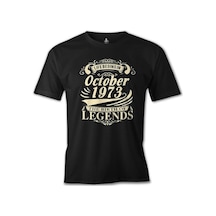 Life Begins İn 1973 Iı Baskılı Siyah Erkek Tshirt 001