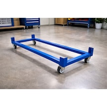 Hafif Rack Tekerlekli Baza - Taşınabilir, Portatif Depo Rafı Bazası Mavi-50x150 Cm Mavi