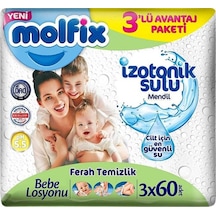 Molfix Izotonik Sulu Ferah Temizlik Islak Havlu Mendil 3Lü 180 Yaprak