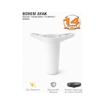 İmt Aksesuar Bohem 14 Cm Beyaz Mobilya Ayağı Robot Süpürgeye Uyumlu Koltuk Dolap Tv Ünitesi Konsol Ayağı Beyaz