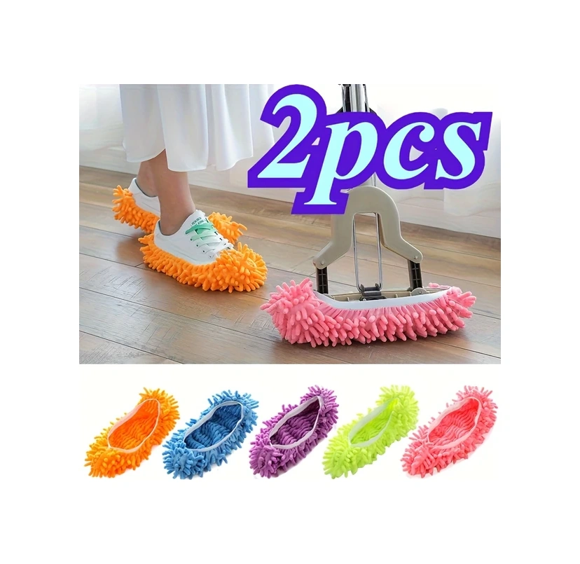 Dashanshop 2 Adet Çıkarılabilir Mikrofiber Paspaslı Yıkanabilir Temizlik Terliği 2 Parça Beden