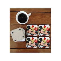 Mickey Mouse Dekoratif Ahşap Bardak Altlığı Seti 029 Çok Renkli