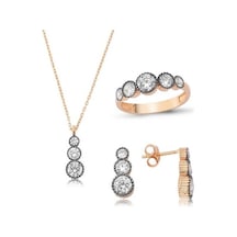 Gümüş Elmas Model 5 Taş Kadın Set (46925557)