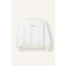 Defacto Relaxed Fit Bisiklet Yaka Baskılı İçi Yumuşak Tüylü Sweatshirt Kız Çocuk I4895a826auwt34 Beyaz-wt34
