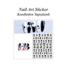 Nail Art Sticker Kendinden Yapışkanlı, Tırnak Süsleme, Tırnak Dövmesi Stikır 2152 Siyah-2152