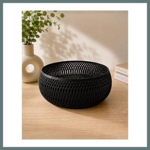 Bezos 3d Baskı Dekoratif Meyve Sepeti - Modern File Desenli Masaüstü Sunum Kasesi-siyah Ventra