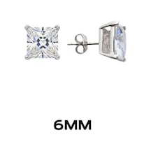 Oya Silver Kare Tırnaklı Zirkon Tektaş Rodyumlu Vidalı Unisex Gümüş Küpe 6mm Oysy140