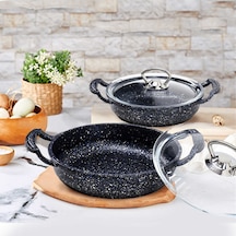 Oms 3286 4 Parça 18 22 CM Döküm Omlet Sahan Seti Siyah