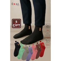 Kral Socks Termal Erkek Havlu Patik Çorap 5'li Set 5 Çift Açık Yeşil
