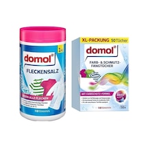 Domol Leke Çıkarıcı Toz Deterjan Beyaz Ve Renkliler Için 1 Kg + Renk Ayırıcı Mendil 50'li Set