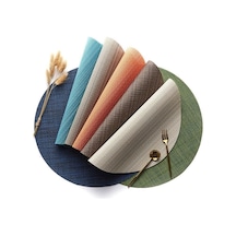 Yeşil 4 Adet Kaymaz Yuvarlak Pvc Placemats Isı Yalıtım Mat Batı İskandinav Tarzı Yemek Paspasları Masa Mat Ev Otel Restoran Dekoru Yeşil