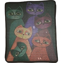 Nanbell Büyük Elekli Çift Katlı Kedi Kumu Paspası 75x59 Cm Desenli No:12