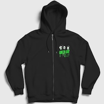 Presmono Unisex Uno Green Day Fermuarlı Kapüşonlu Sweatshirt Siyah