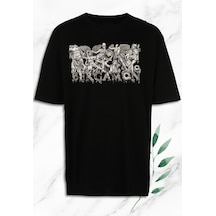 Flood Of Style Oversize Mitoloji Antik Kent Bergamon Baskılı Siyah Tişört
