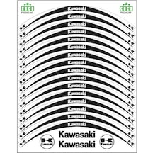 Skm Kawasaki Beyaz Siyah Reflektörlü Jant Şeridi