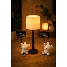 Ayıcıklı Dekoratif 14cm Led Masa Lambası Sıcak Işık Mini Abajur Biraz Mola & Bolca Huzur Ayıcıklı Dekoratif Led - 893598453