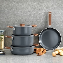 Schafer Ceramoni Seramik Tencere Seti 7 Parça-gri Gri Schafer Ceramoni Seramik Tencere Seti 7 Parça-gri Gri