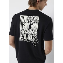 Mavi M0613575-900 Mavi Henri Matisse Baskılı T-shirt Erkek Tişort siyah
