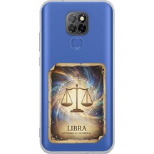 General Mobile Gm 20 İle Uyumlu Burç Kartları Terazi Tasarımlı Şeffaf Silikon Kılıf Şeffaf
