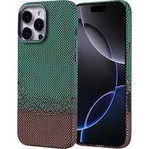 Apple Uyumlu iPhone 16 Pro Max Kılıf Magsafe Şarj Özellikli Karbon Fiber Görünümlü Ultra İnce Premium Next Kapak Yeşil