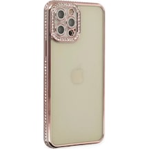 Newface Apple İphone 12 Pro Kılıf Joke Taşlı Silikon - Pembe