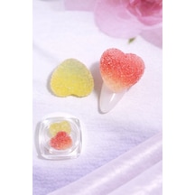 Candy Glow 3d Sugar Heart Nail Charm Duo Peach Lemon No:17