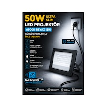 Noas Yl70-1050 50w Ultra Slim Led Projektör 6500k Beyaz Işık Ip66 5 Metre Kablolu Fişli Tak Çalıştır Dış Mekan Aydınlatma Siyah - 920696601 Siyah