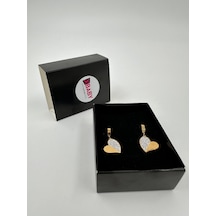 Xbaby Yarısı Taşlı Kalp Gold Küpe