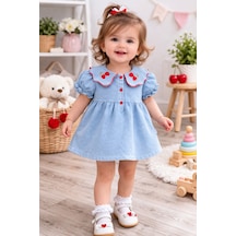My Baby Kumsal Baby Buu Kiraz Yakalı Kız Bebek Elbise 164 Mavi Mavi