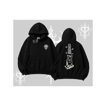 Tarzsokak Dj Kedi Baskılı Müzik Temalı Kapşonlu Sweatshirt Siyah